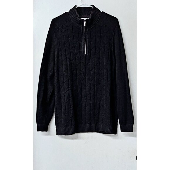 TOMMY BAHAMA Dark Gray Long Sleeve 1/4 Zipper Cozy Men Sweater (M) - Picture 1 of 4